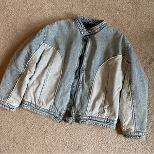 BNWT wild fable denim quilted bomber jacket coat